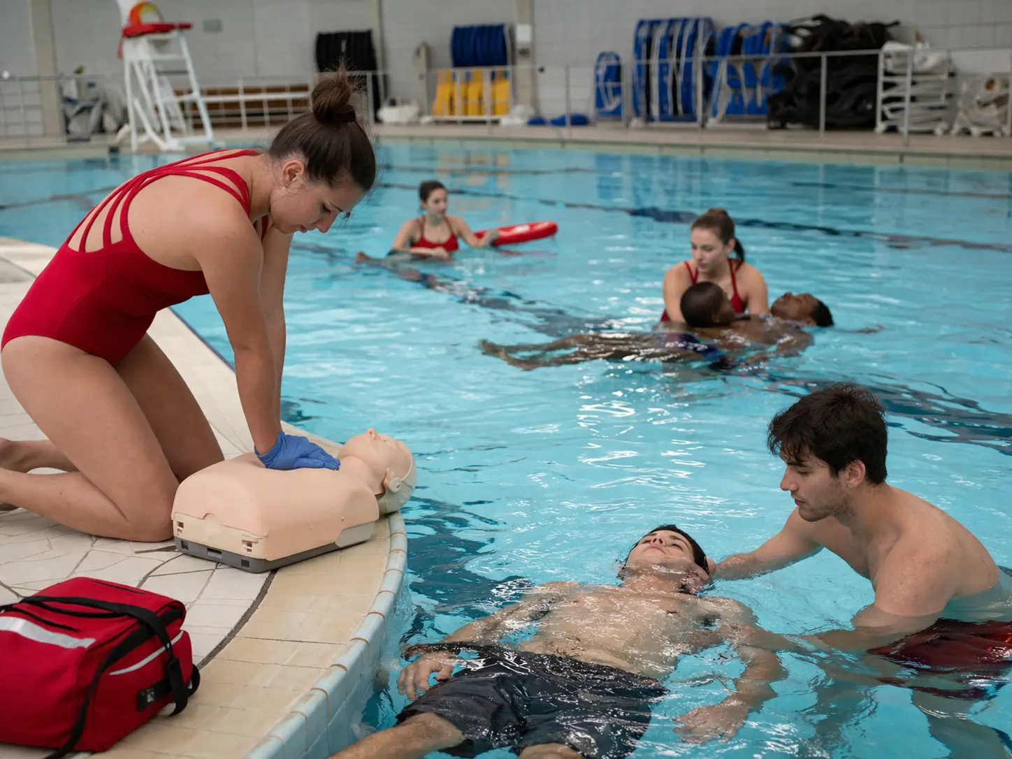 Lifeguard Staffing for HOAs in New York Guard on duty at a community association pool, lifeguard staffing for HOAs in New York